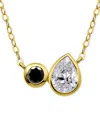 Giani Bernini Black & White Cubic Zirconia Round & Pear Two Stone Pendant Necklace, 16" + 2" Extender, Exclusively In Gold