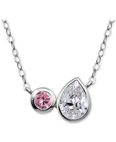Giani Bernini Black & White Cubic Zirconia Round & Pear Two Stone Pendant Necklace, 16" + 2" Extender, Exclusively