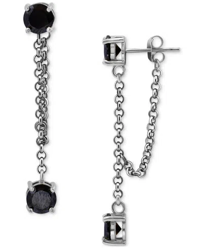Giani Bernini Black Cubic Zirconia & Chain Front-to-back Earrings In Sterling Silver, Created For Macy's