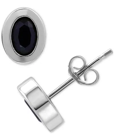 Giani Bernini Black Cubic Zirconia Oval Stud Earrings In Sterling Silver, Created For Macy's