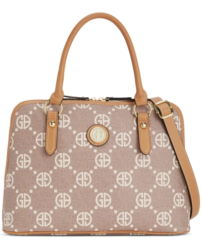 Giani Bernini Block Monogram Dome Satchel, Created For Macy's In Hummus,vanilla