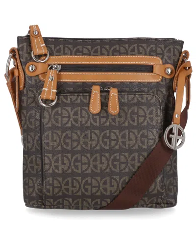 Giani Bernini Block Signature Crossbody, Created For Macy's In Brown,silver
