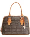 Giani Bernini Block Signature Dome Satchel, Created For Macy's In Brown,silver