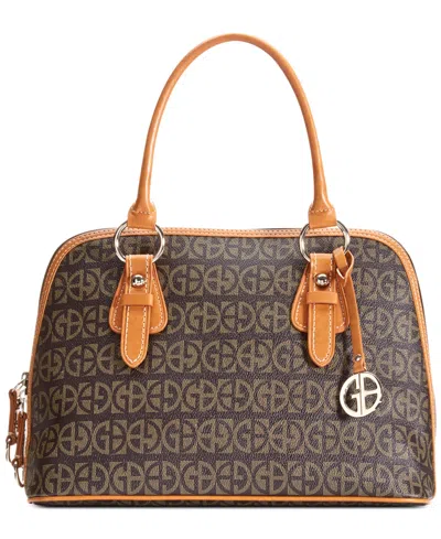 Giani Bernini Block Signature Dome Satchel, Created For Macy's In Brown,silver