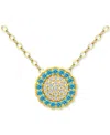 Giani Bernini Blue & White Cubic Zirconia Reverse Halo Pendant Necklace, 16" + 2" Extender , Created For Macy's In Gold