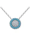 Giani Bernini Blue & White Cubic Zirconia Reverse Halo Pendant Necklace, 16" + 2" Extender , Created For Macy's In Silver
