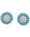 Giani Bernini Blue & White Cubic Zirconia Reverse Halo Stud Earrings, Created For Macy's In Silver