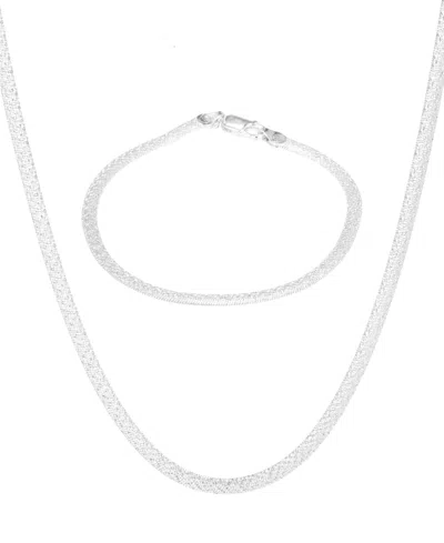Giani Bernini Bombe Satin Magic Necklace And Bracelet Set In Silver