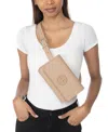 Giani Bernini Buckle Logo Fanny Pack, Created For Macy's In Beige