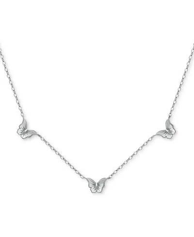Giani Bernini Butterfly Trio Collar Necklace, 16" + 2" Extender, Created For Macy's In Silver