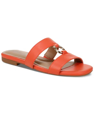 Giani Bernini Women's Caitlynn Memory Foam Ornamented Slip On Flat Sandals, Created For Macy's In Orange