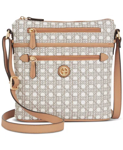 Giani Bernini Caning North South Crossbody, Created For Macy's In White,humus