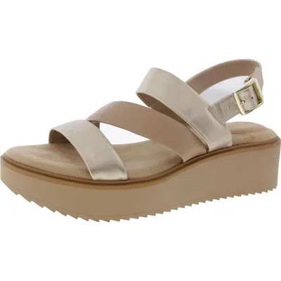 Giani Bernini Cessey Womens Metallic Faux Leather Slingback Sandals In Gold