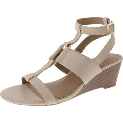 Giani Bernini Christa Womens Faux Leather Open Toe Ankle Strap In Beige