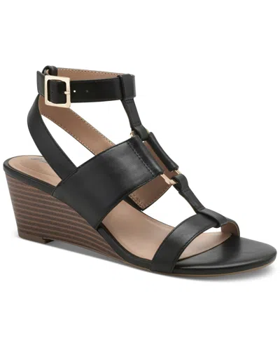 Giani Bernini Women's Christaa Memory Foam Strappy Wedge Sandals, Created For Macy's In Black