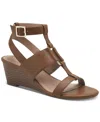 Giani Bernini Women's Christaa Memory Foam Strappy Wedge Sandals, Created For Macy's In Cognac