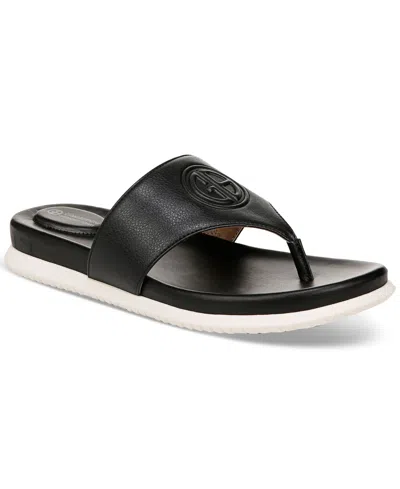 Giani Bernini Cindey Sport Memory Foam Flat Thong Sandals, Created For Macy's In Black