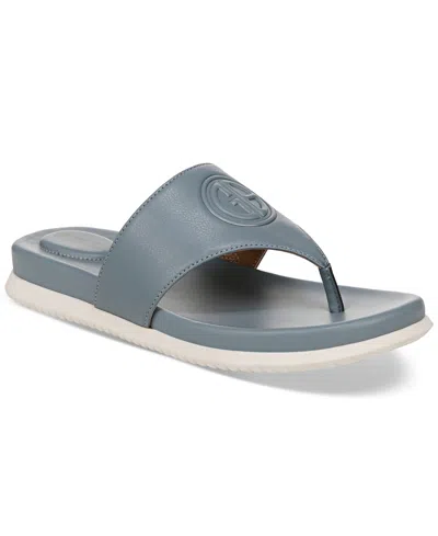 Giani Bernini Cindey Sport Memory Foam Flat Thong Sandals, Created For Macy's In Light Blue