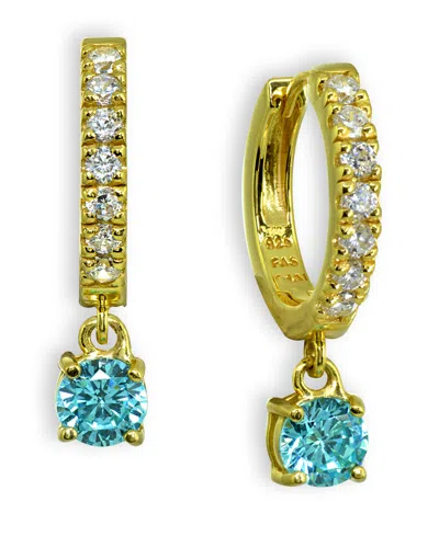 Giani Bernini Clear & Blue Cubic Zirconia Dangle Drop Huggie Hoop Earring In 18k Gold Plated Sterling Silver