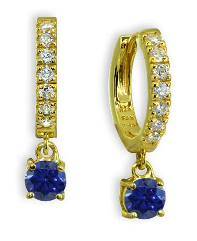 Giani Bernini Clear & Blue Cubic Zirconia Dangle Drop Huggie Hoop Earring In 18k Gold Plated Sterling Silver