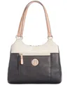 Giani Bernini Colorblock Pebbled 4-poster Tote, Exclusively At Macy's In Black,ivory,silver