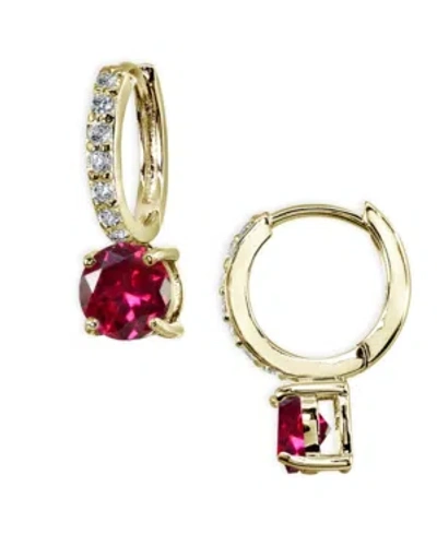 Giani Bernini Colored Cubic Zirconia Huggie Hoop Earrings In 18k Gold Plated Sterling Silver In Red