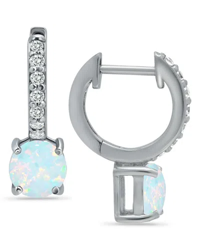 Giani Bernini Colored Cubic Zirconia Huggie Hoop Earrings In Sterling Silver Or 18k Gold Over Silver (also Availab In Lab Created Opal,silver