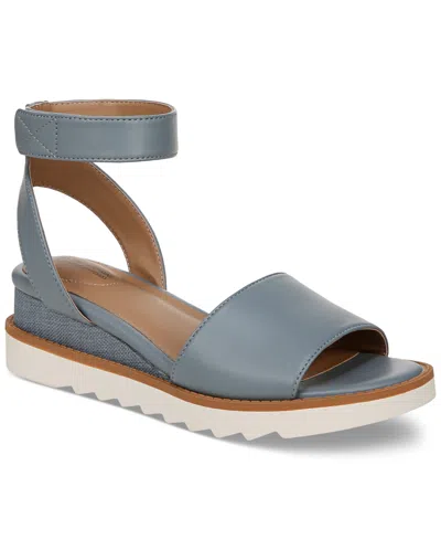 Giani Bernini Constancia Ankle-strap Wedge Sandals, Created For Macy's In Light Blue