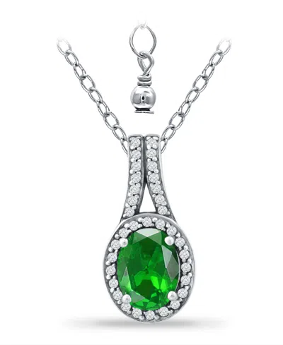 Giani Bernini Created Green Quartz And Cubic Zirconia Halo Pendant In Metallic
