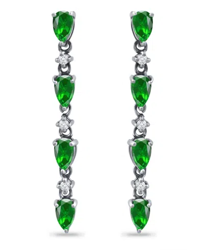 Giani Bernini Created Green Quartz And Cubic Zirconia Linear Drop Earrings In Multi