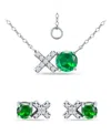 Giani Bernini Created Green Quartz And Cubic Zirconia "xo" Pendant And Earring Set, 3 Piece