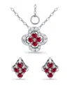 Giani Bernini Created Ruby And Cubic Zirconia Clover Pendant And Earring Set, 3 Piece