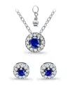 Giani Bernini Created Ruby And Cubic Zirconia Halo Pendant And Earring Set, 3 Piece In Blue