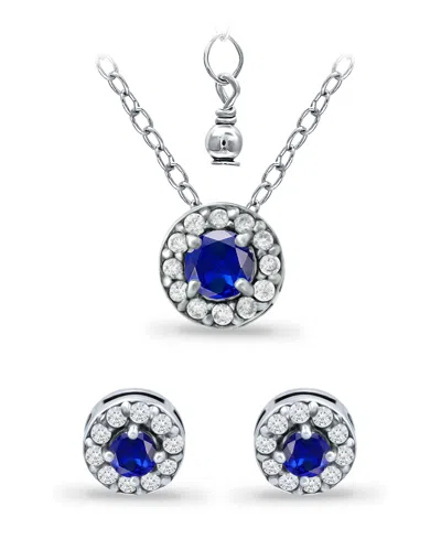 Giani Bernini Created Ruby And Cubic Zirconia Halo Pendant And Earring Set, 3 Piece In Blue