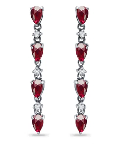Giani Bernini Created Ruby And Cubic Zirconia Linear Drop Earrings In Multi