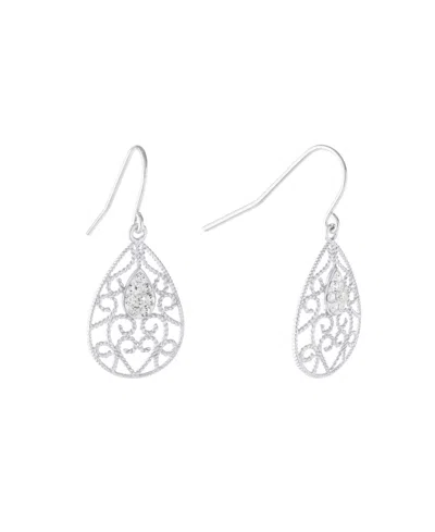 Giani Bernini Crystal (0.16 Ct.t.w) Filigree Tear Drop Earrings In Sterling Silver In Metallic