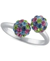 Giani Bernini Crystal Cluster Bypass Statement Ring In Sterling Silver, Created For Macy's In Multi