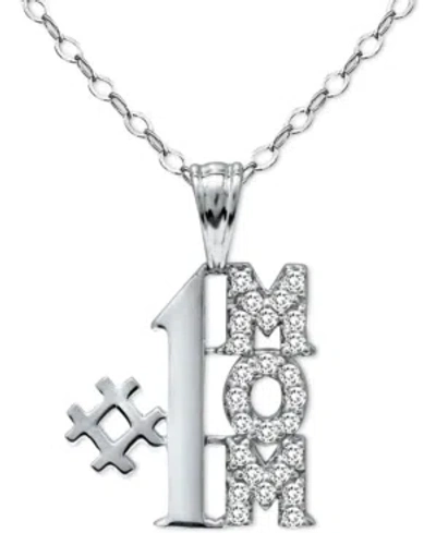 Giani Bernini Cubic Zirconia "#1 Mom" Pendant Necklace In Sterling Silver, 16" + 2" Extender, Created For Macy's