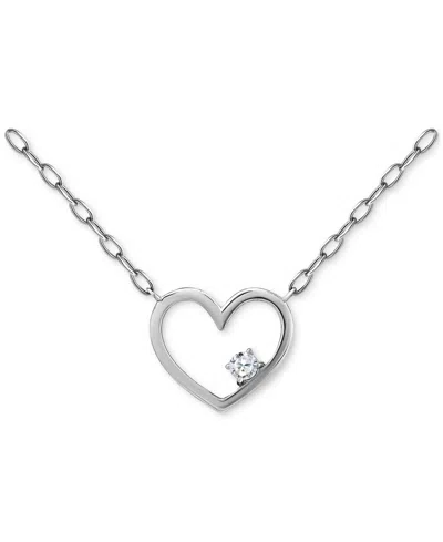 Giani Bernini Cubic Zirconia Accent Open Heart Pendant Necklace In Sterling Silver, 16" + 2" Extender, Created For