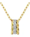 Giani Bernini Cubic Zirconia & Rope Triple Ring Pendant Necklace In Sterling Silver & 18k Gold-plate, 16" + 2" Ext In Yellow