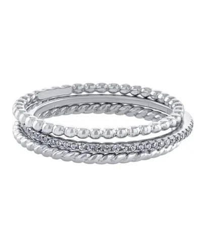 Giani Bernini Cubic Zirconia And Twisted Band Beaded Stackable Ring Trios In Gold Over Sterling Silver