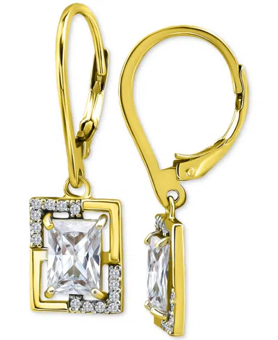 Giani Bernini Cubic Zirconia Baguette & Round Leverback Drop Earrings In 18k Gold-plated Sterling Silver, Macy's E In Yellow