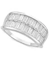 Giani Bernini Cubic Zirconia Baguette Double Row Statement Ring In Sterling Silver, Created For Macy's In Silver