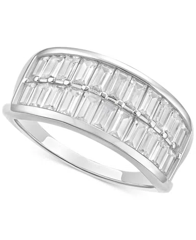 Giani Bernini Cubic Zirconia Baguette Double Row Statement Ring In Sterling Silver, Created For Macy's In Silver