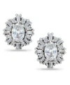 Giani Bernini Cubic Zirconia Baguette Halo Stud Earrings In Sterling Silver, Created For Macy's In Silver