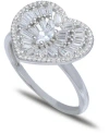 Giani Bernini Cubic Zirconia Baguette Heart Statement Ring In Sterling Silver, Created For Macy's In Silver