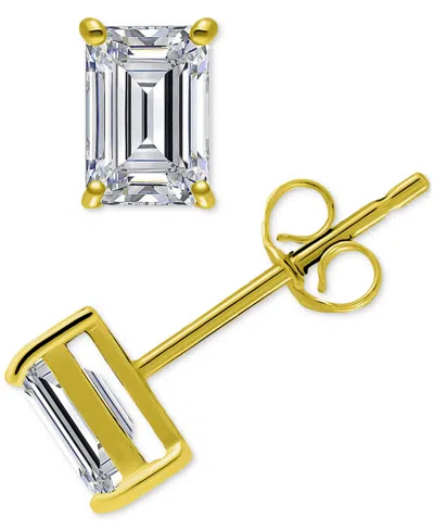Giani Bernini Cubic Zirconia Baguette Solitaire Stud Earrings, Created For Macy's In Gold