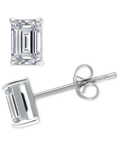 Giani Bernini Cubic Zirconia Baguette Solitaire Stud Earrings, Created For Macy's In Silver