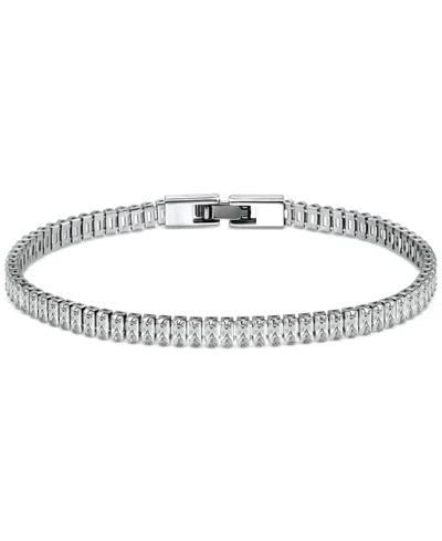 Giani Bernini Cubic Zirconia Baguette Tennis Bracelet, Created For Macy's In Silver