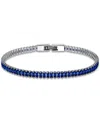 Giani Bernini Cubic Zirconia Baguette Tennis Bracelet In Sterling Silver, Created For Macy's In Blue